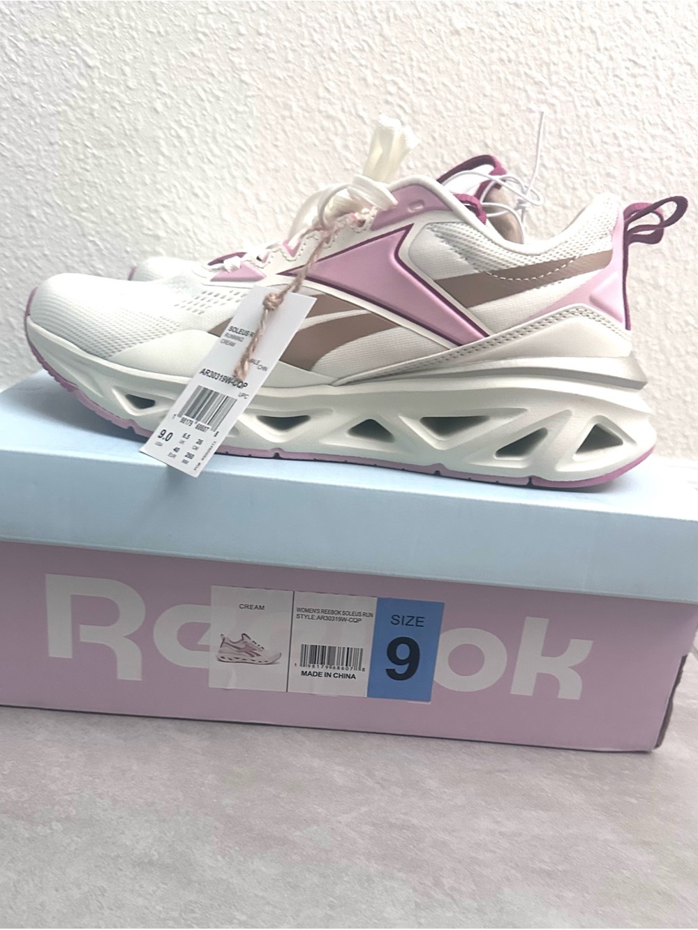 Reebok Women's Cream and Pink Athletic Sneakers